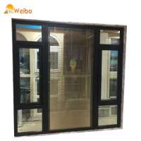 Latest design black uPVC/UPVC casement windows with fixed windows with shutter inside the glass