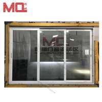 Aluminum white frame double glazed 3 panel sliding patio door