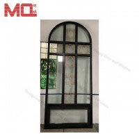 Luxury black color top arch aluminium fixed window